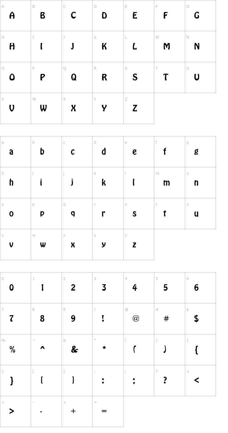 Character Map QTHoboken Regular Font