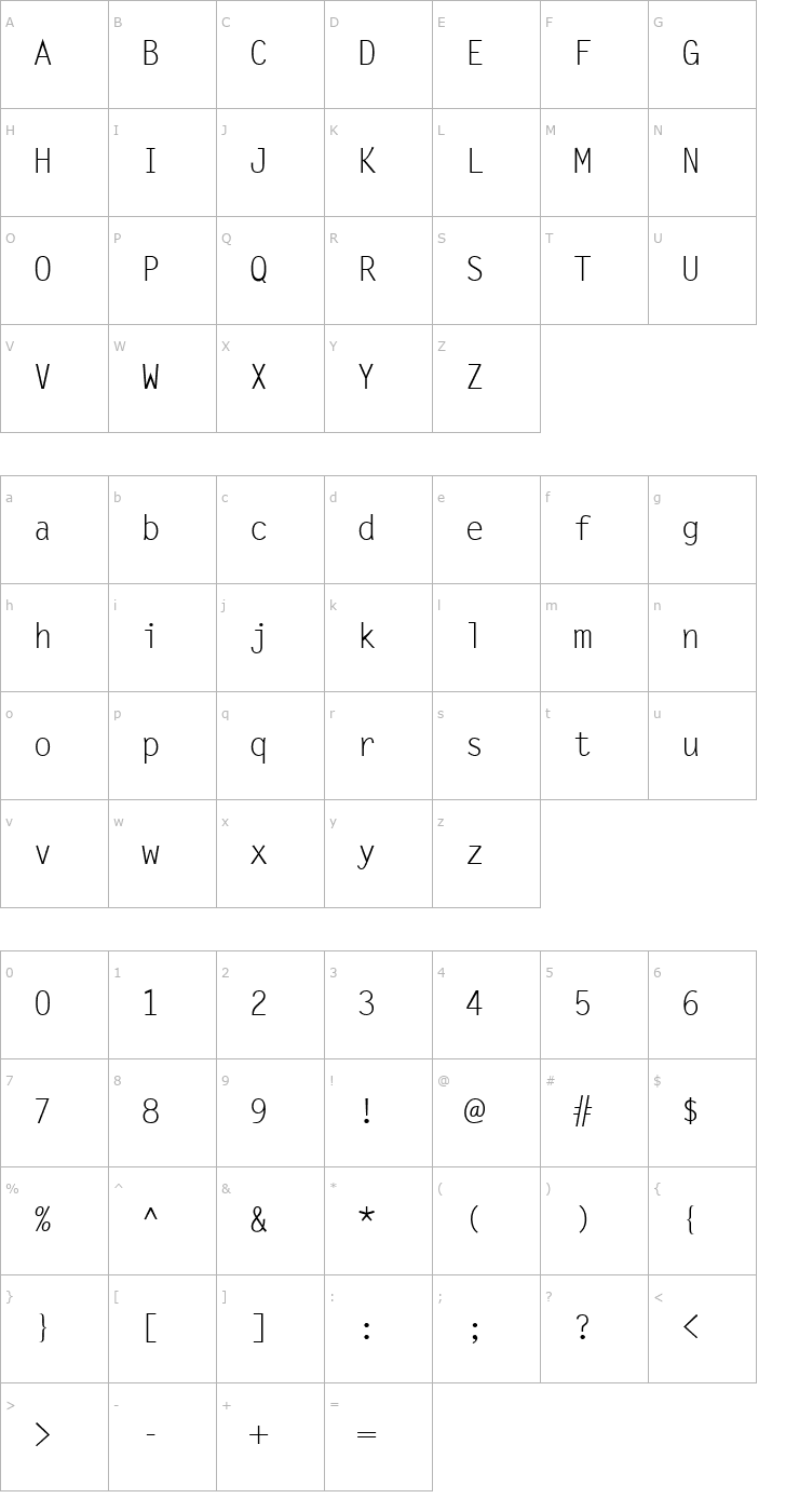 Character Map QTLetterGoth Regular Font