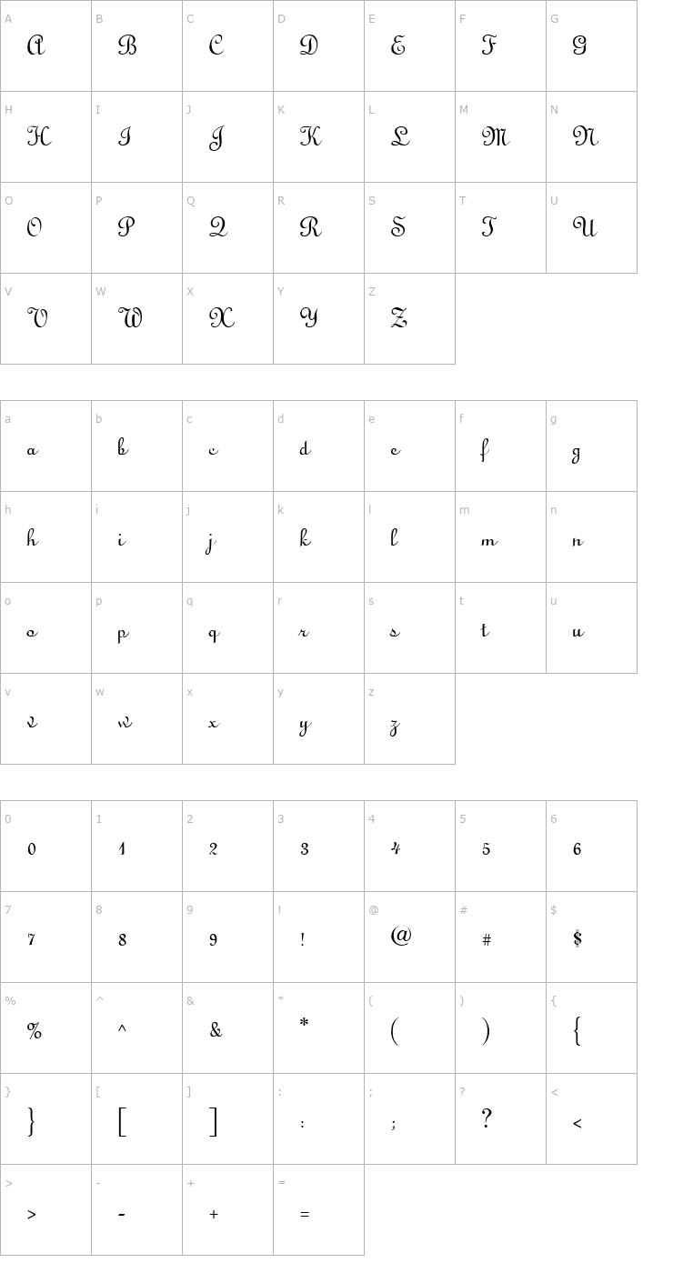 Character Map QTLinostroke Regular Font