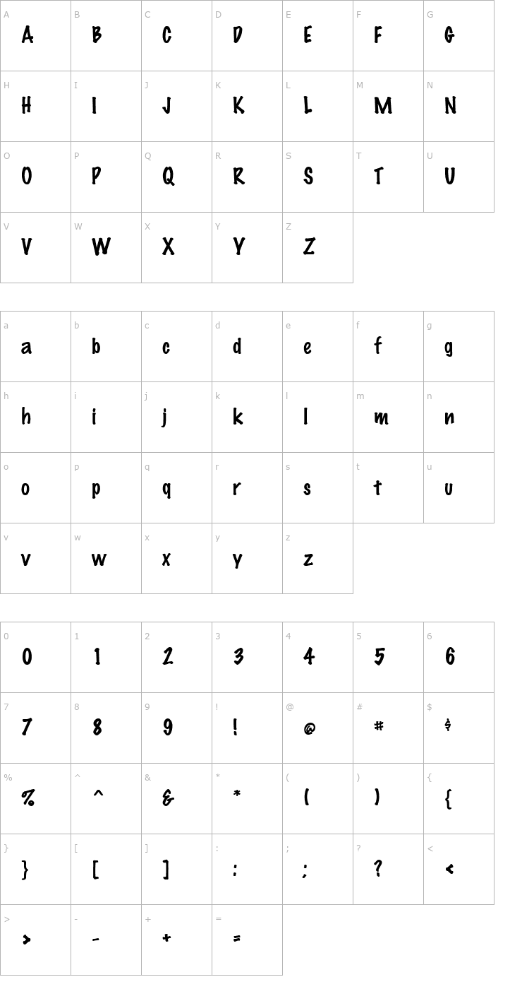 Character Map QTMagicMarker Regular Font