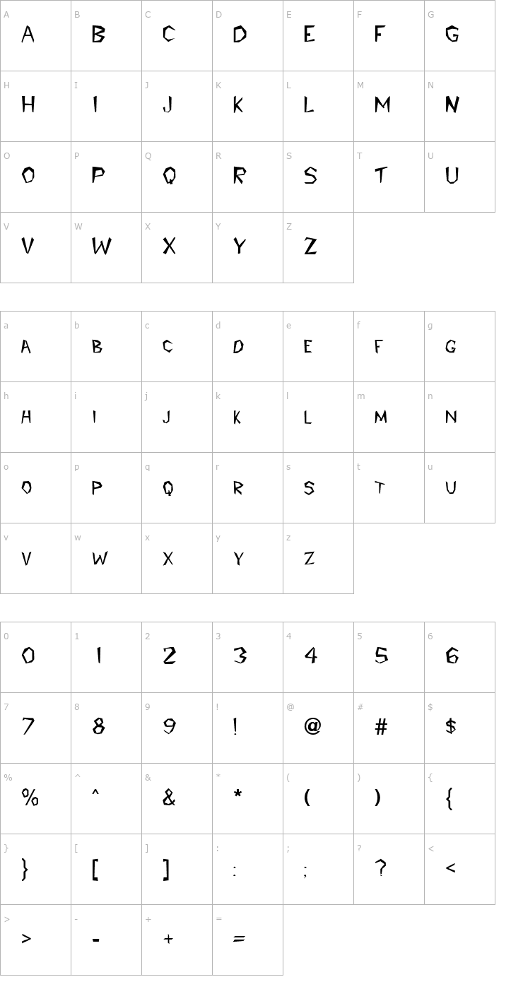 Character Map QTPiltdown Regular Font