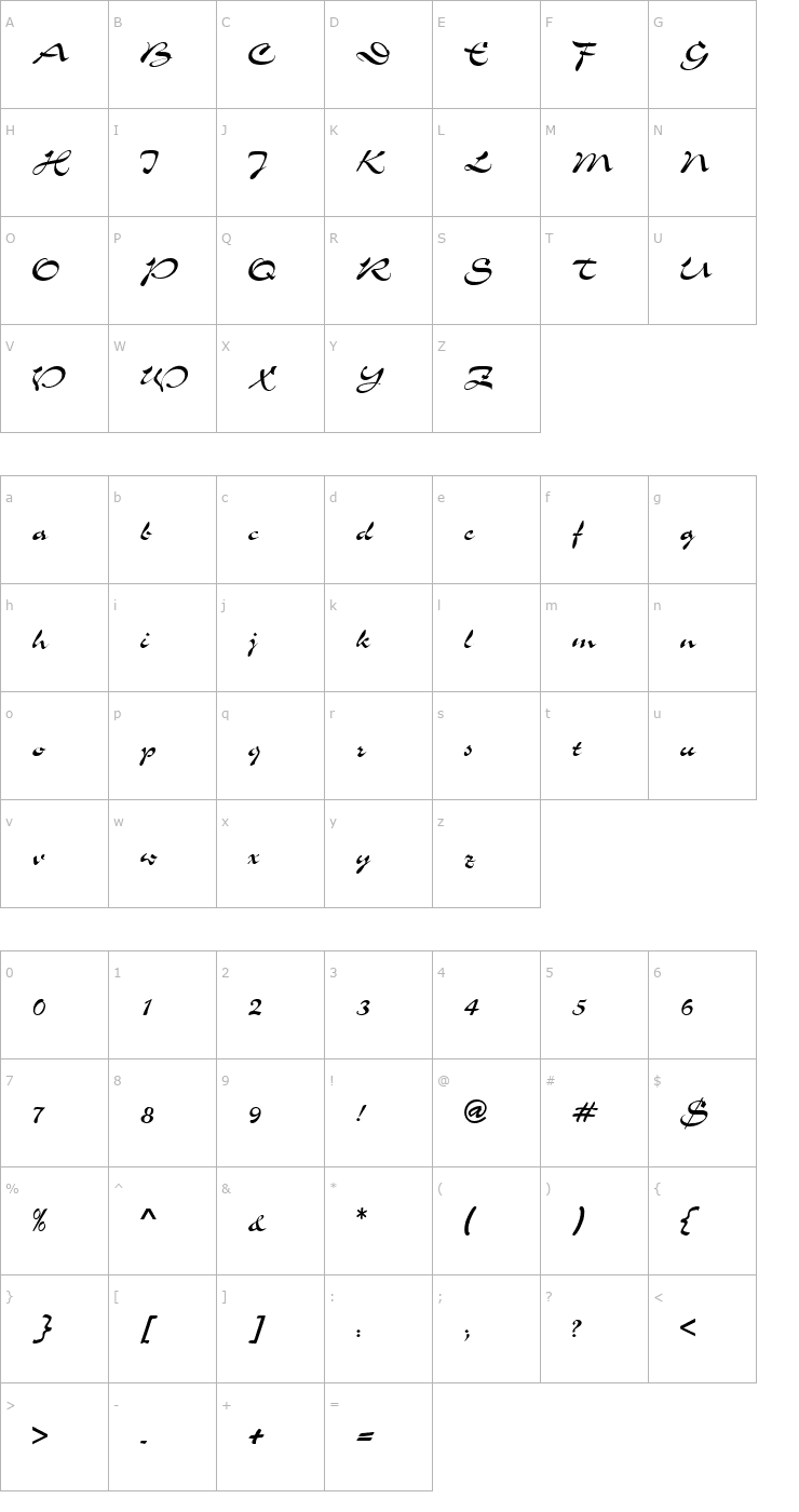 Character Map QTSlogantype Regular Font