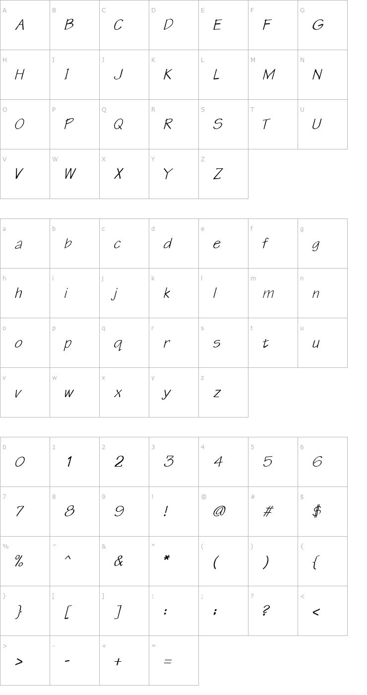 Character Map QTTechtone Bold Italic Font