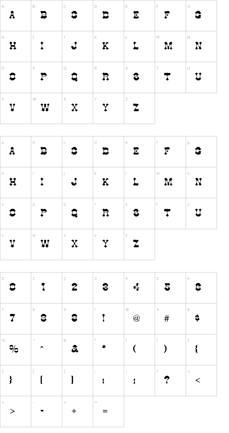 Character Map QTTumbleweed Regular Font