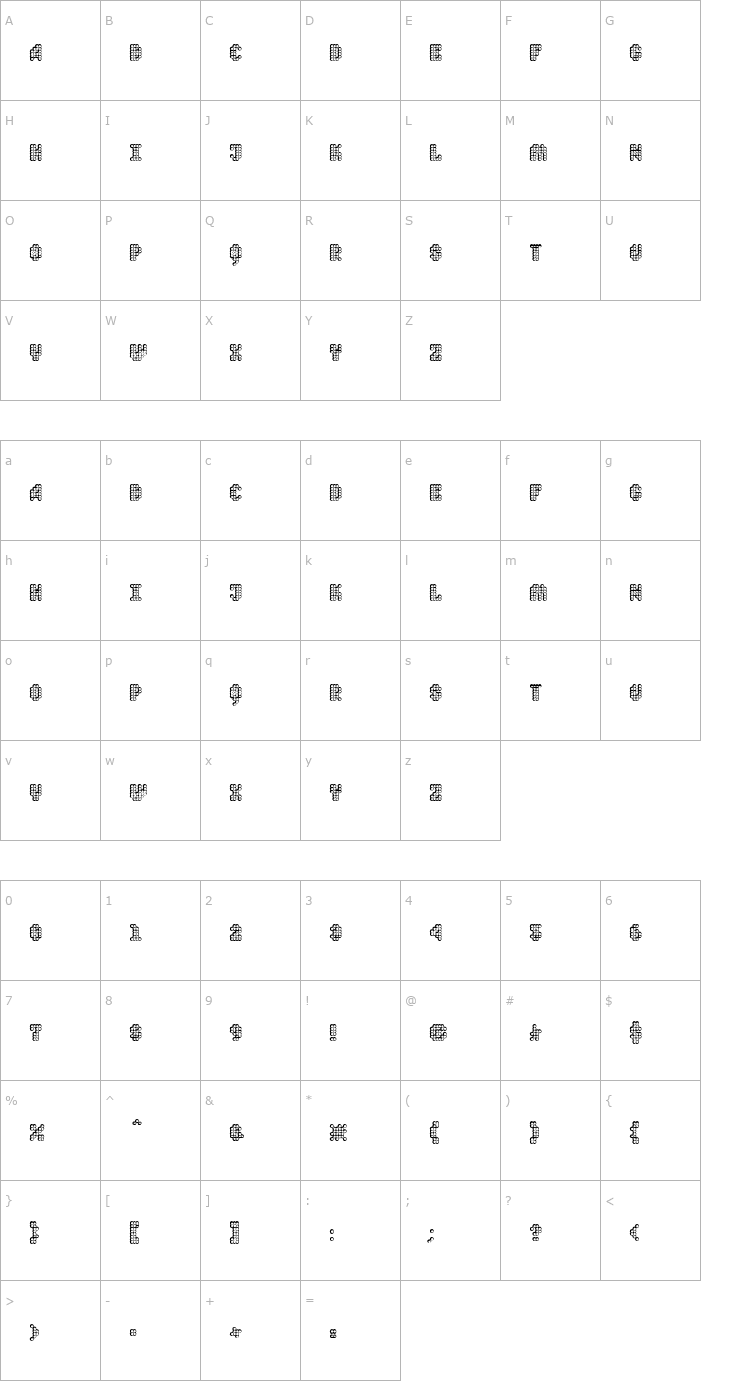 Character Map Quad Eq Font