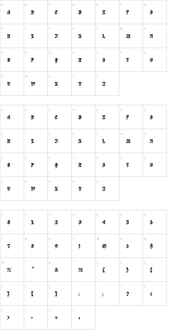 Character Map Quad Polyphony Font