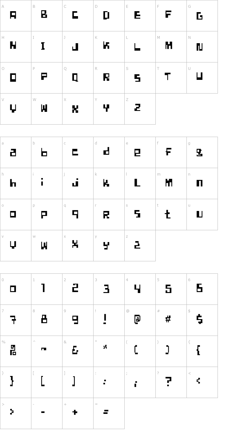 Character Map Quadrada Font
