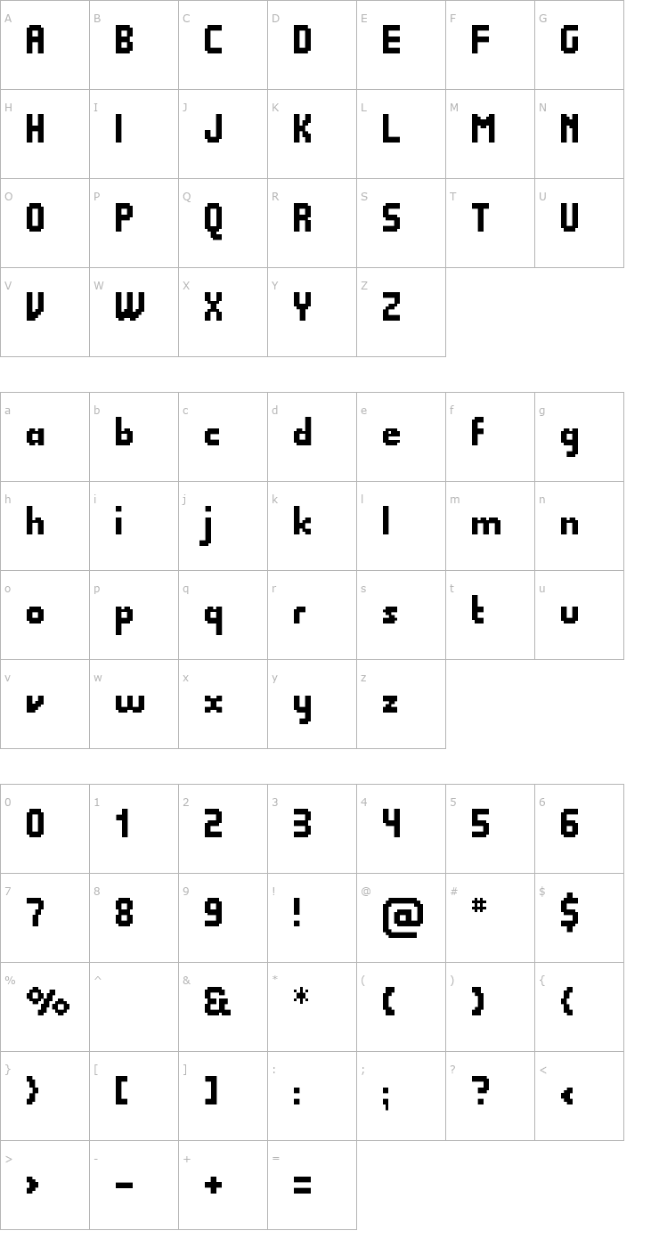 Character Map Quadrit Font