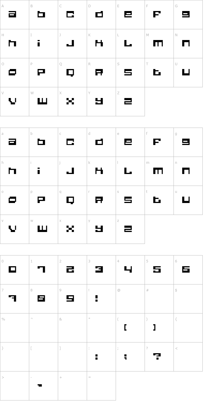 Character Map Quadrron Font