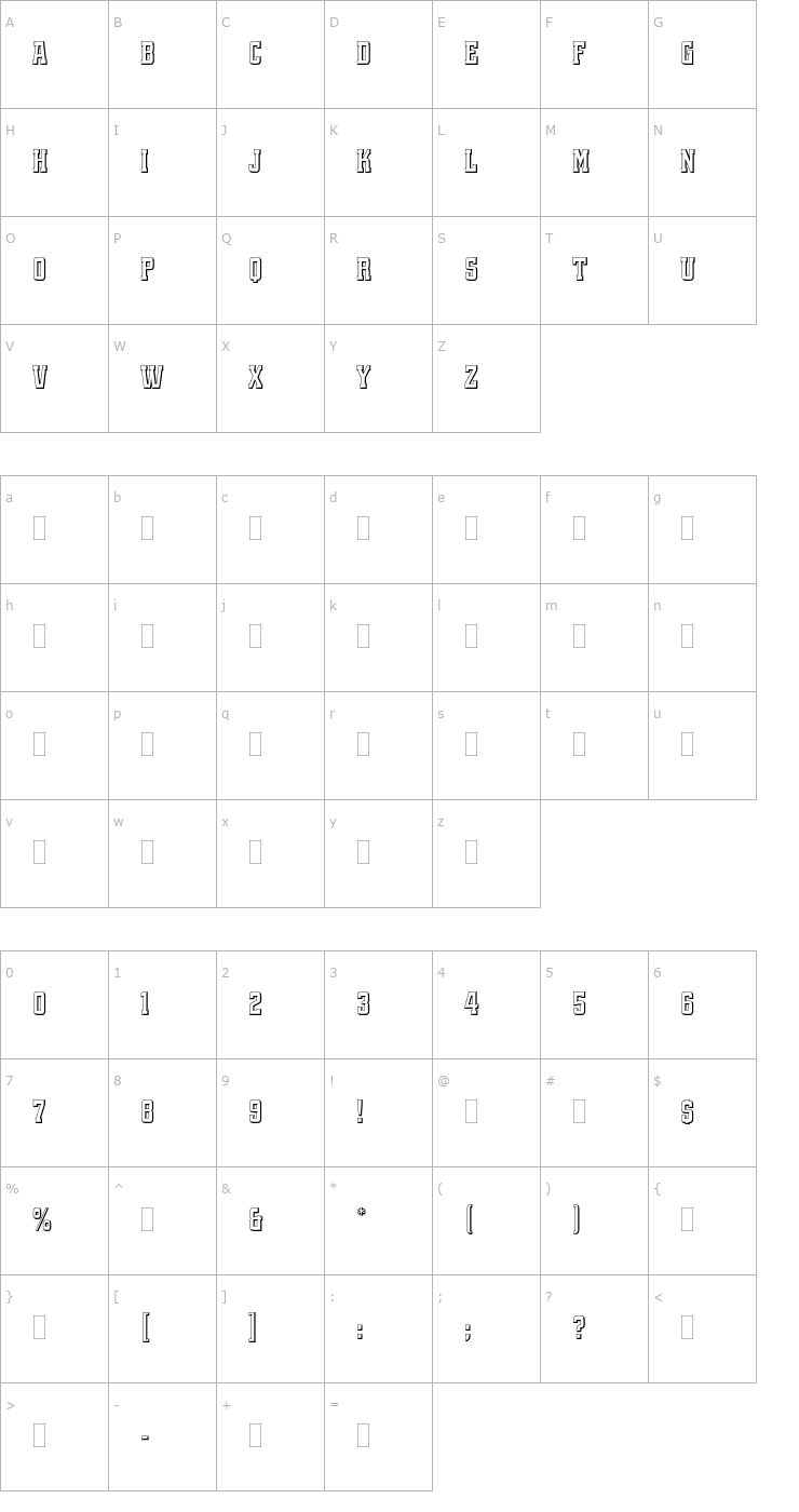 Character Map QuadrusPlain Font
