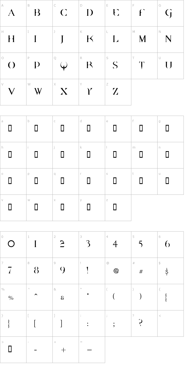 Character Map QUAKE Font
