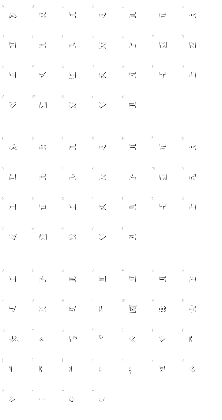 Character Map Quake & Shake 3D Font