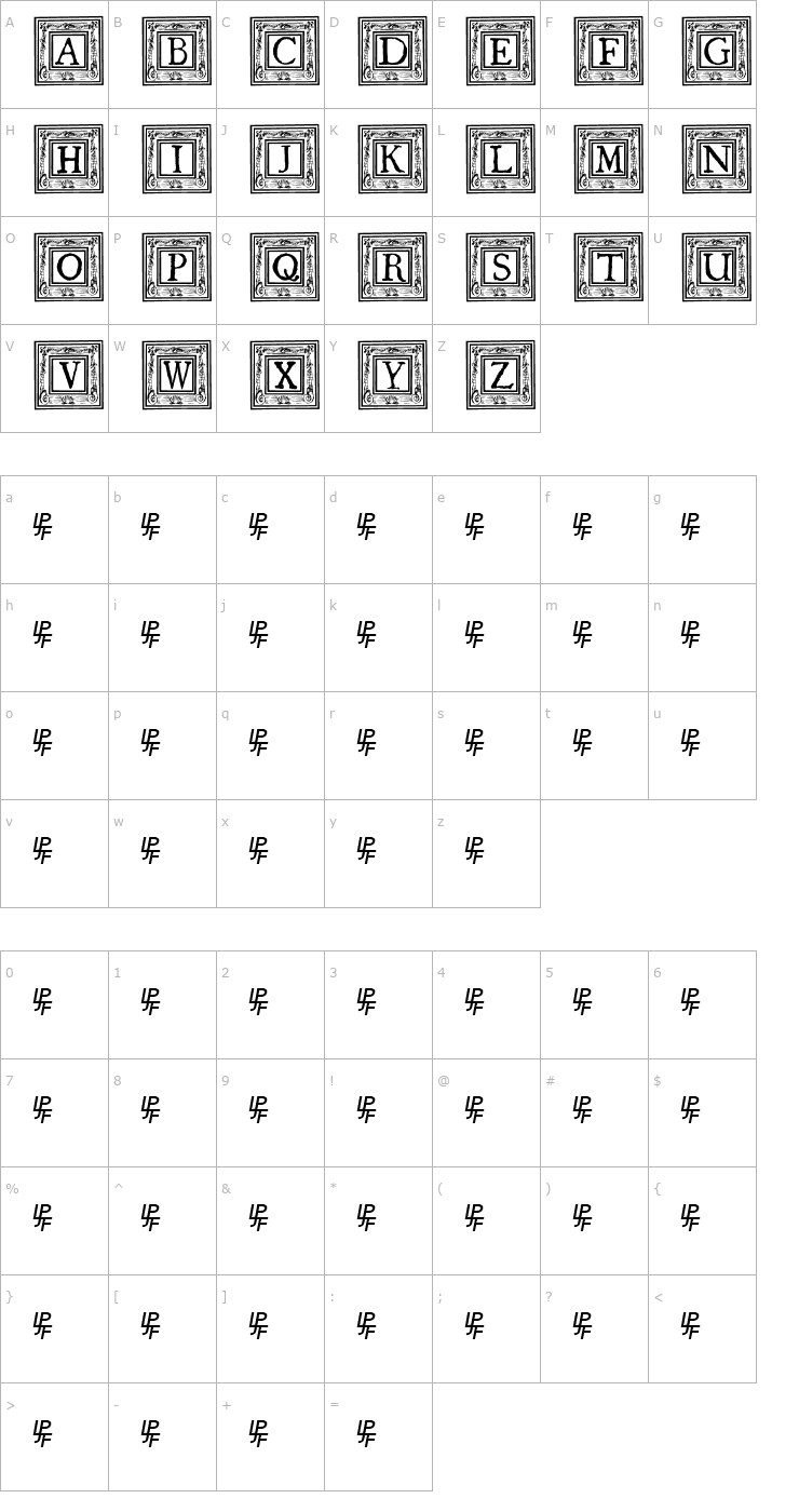 Character Map QuaNauticale_Initials_No1 Font