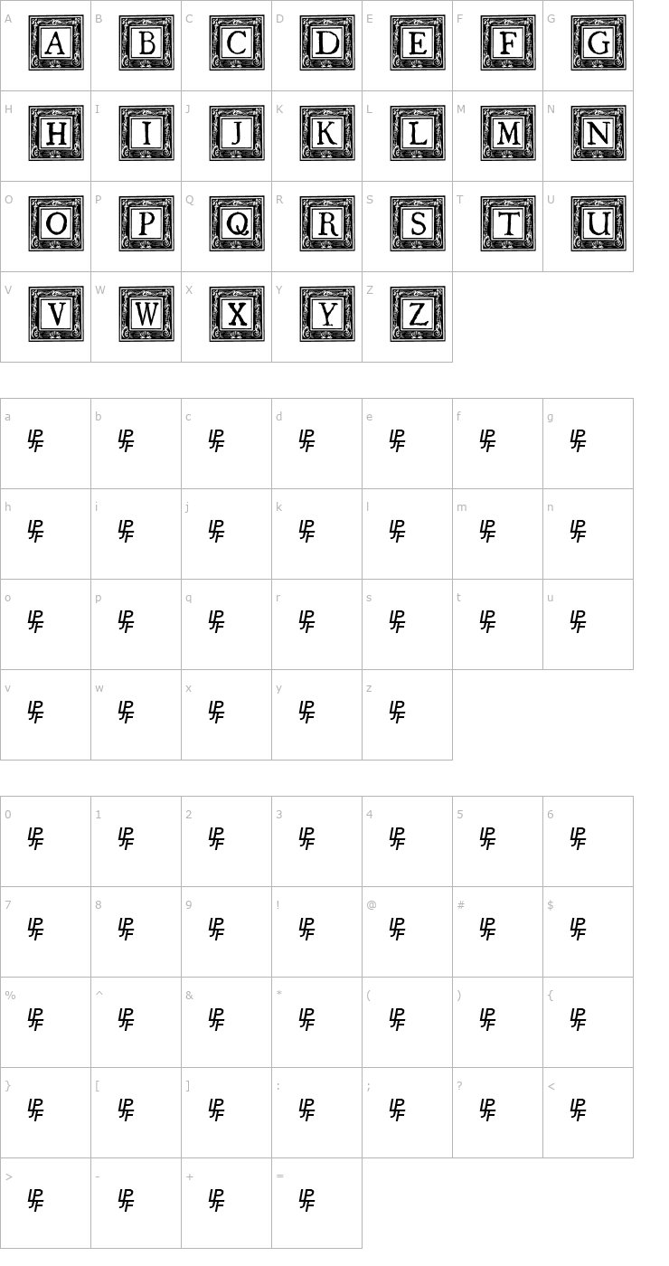 Character Map QuaNauticale_Initials_No2 Font