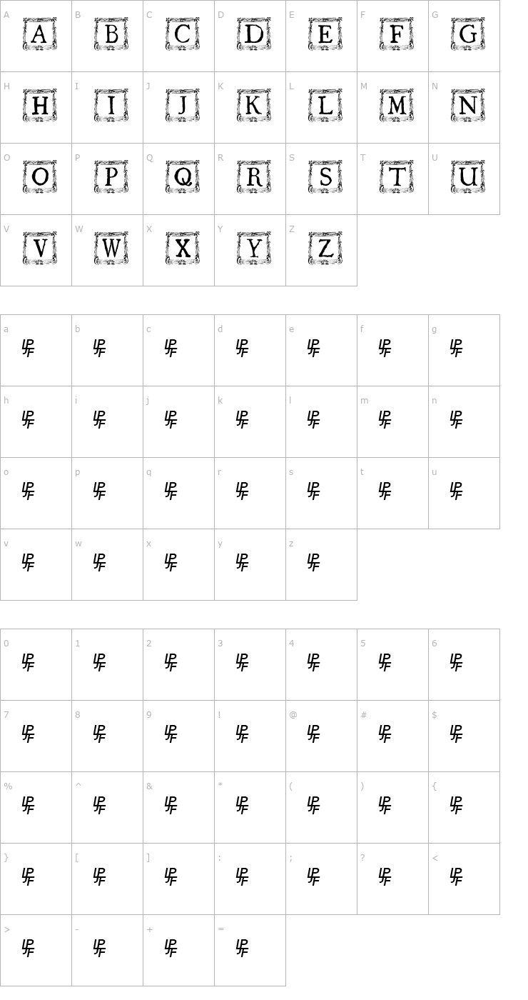 Character Map QuaNauticale_Initials_No3 Font