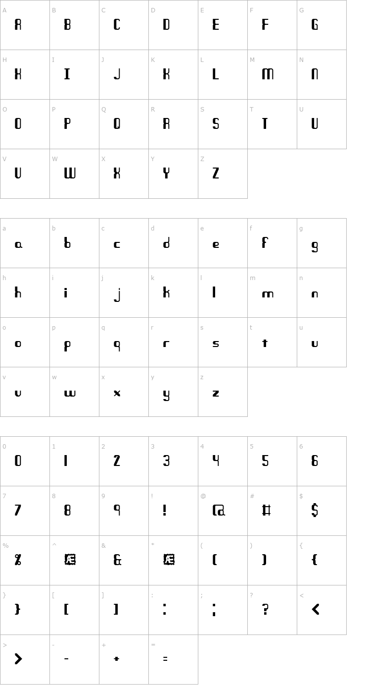 Character Map Quandary BRK Font