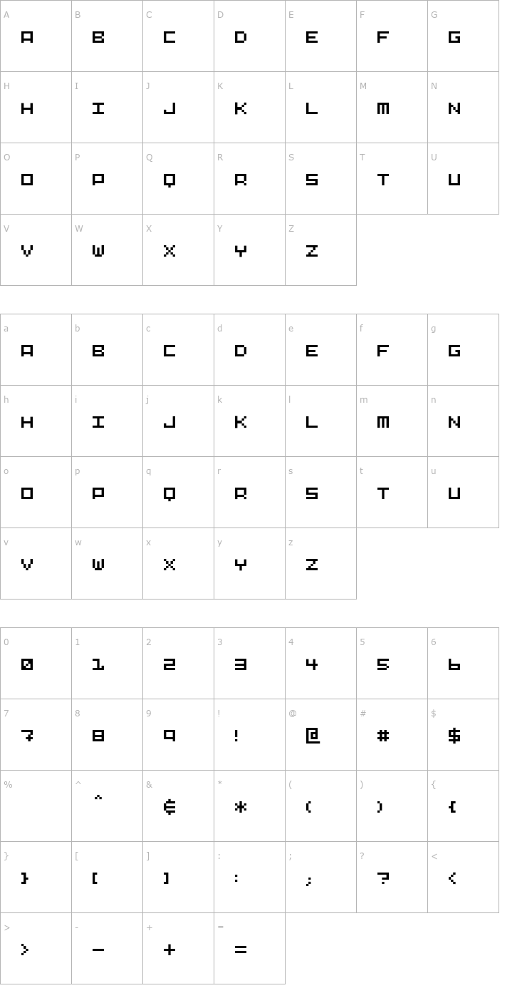 Character Map Quanta Font