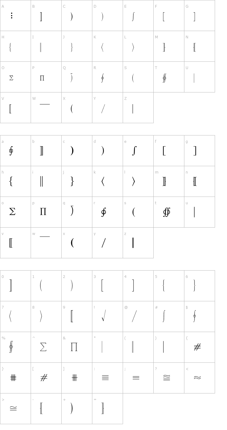 Character Map Quanta Pi Five SSi Font