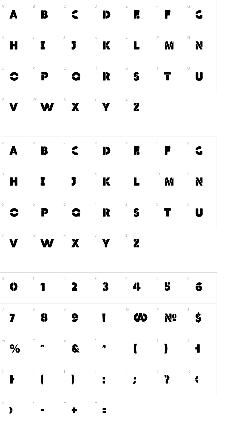 Character Map Quanta West Font