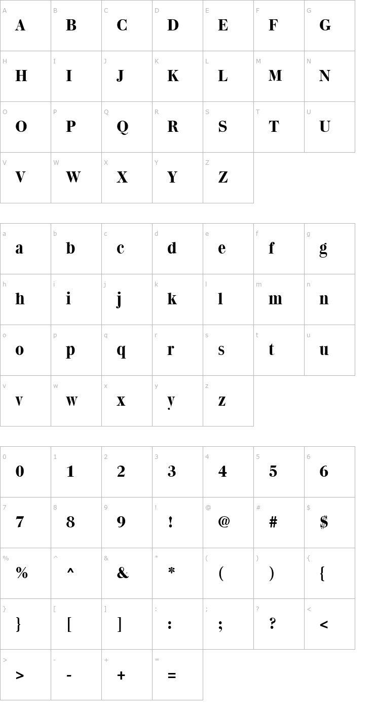 Character Map Quantas Bold Font