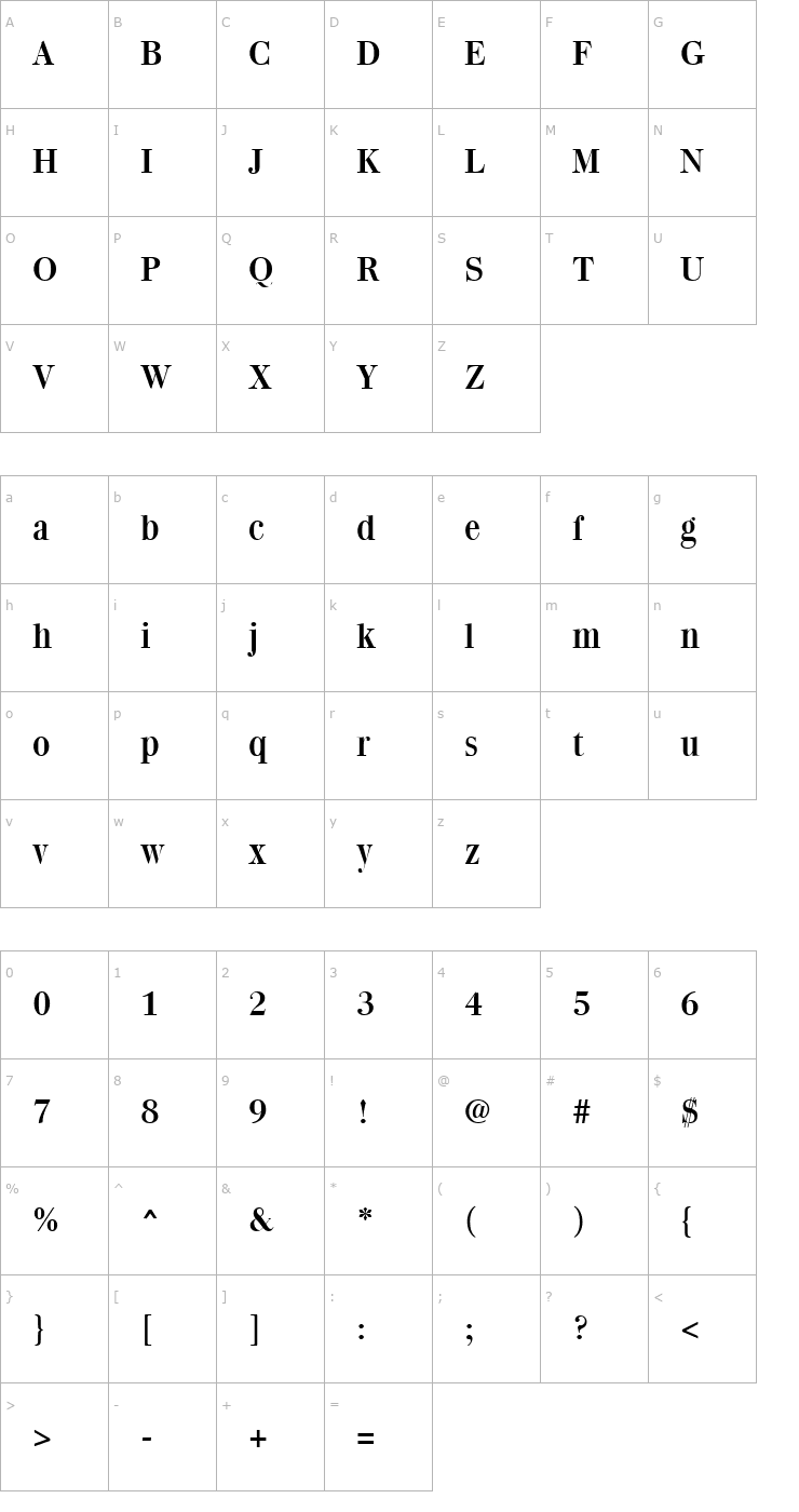 Character Map Quantas Regular Font