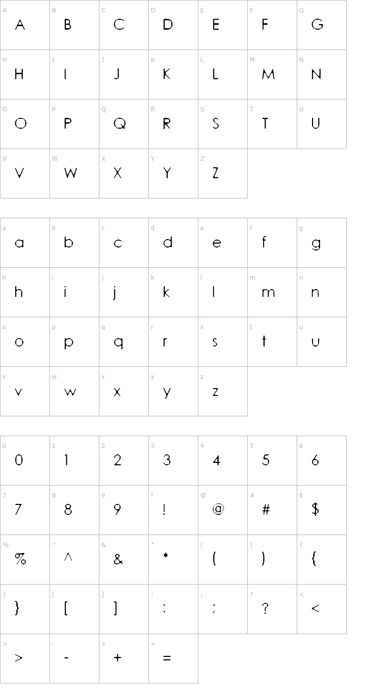 Character Map Quares Font