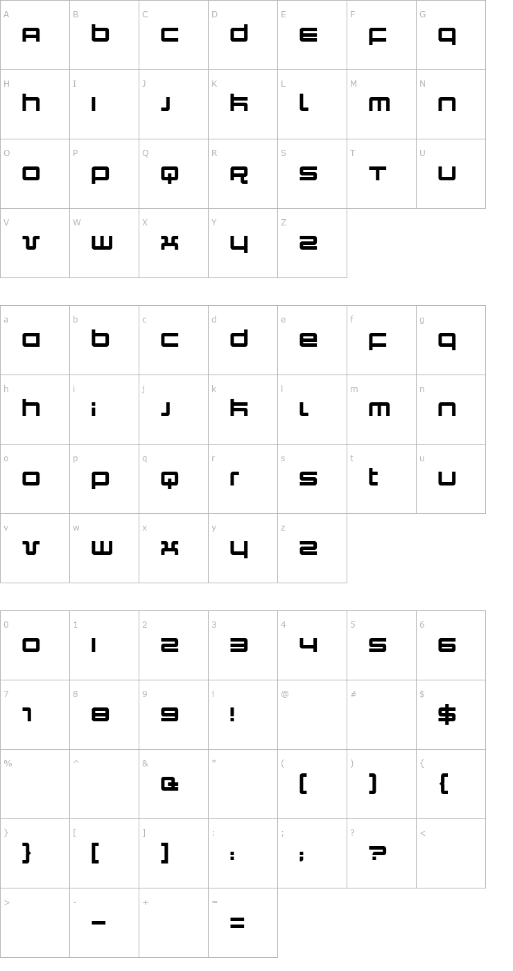 Character Map Quark Font