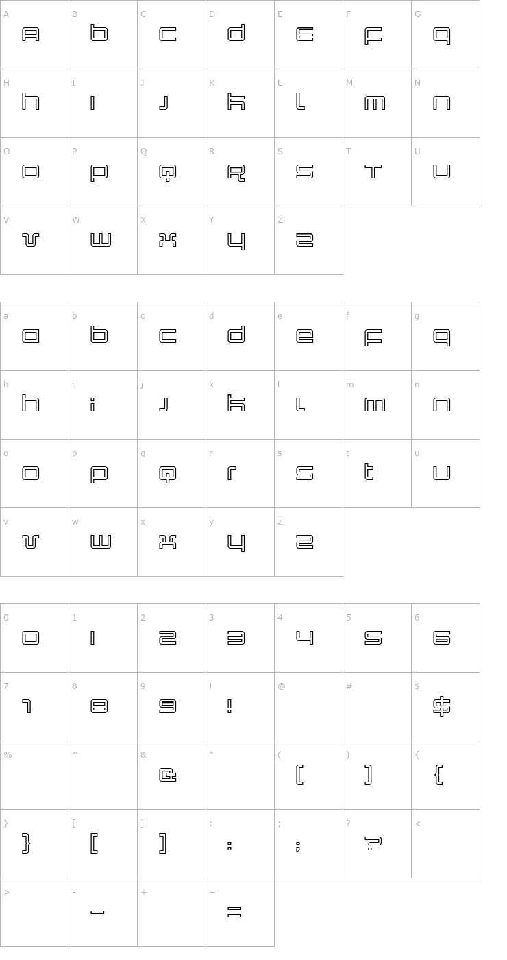 Character Map Quark Outline Font