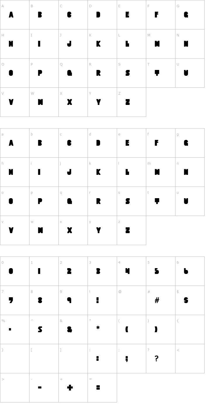 Character Map Quart 07 Font