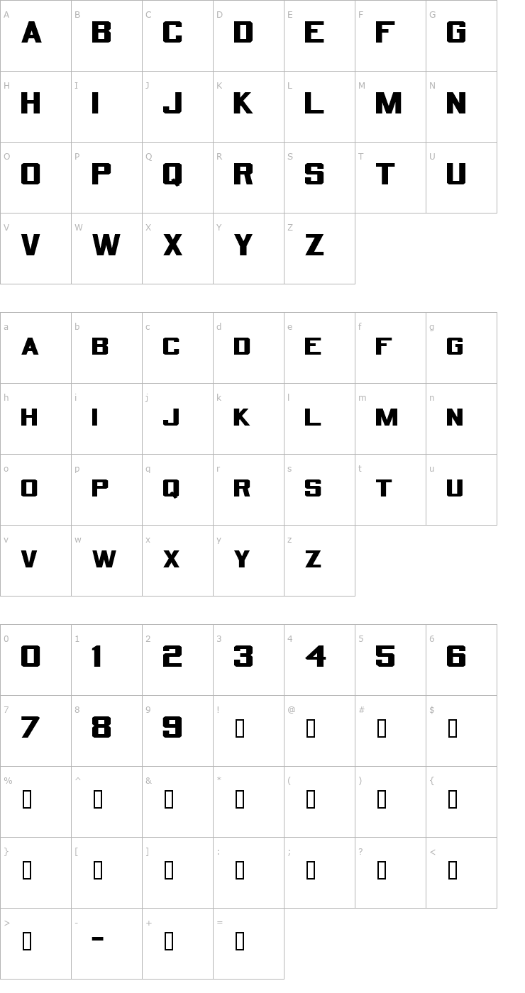 Character Map QuarterbackExtended Font