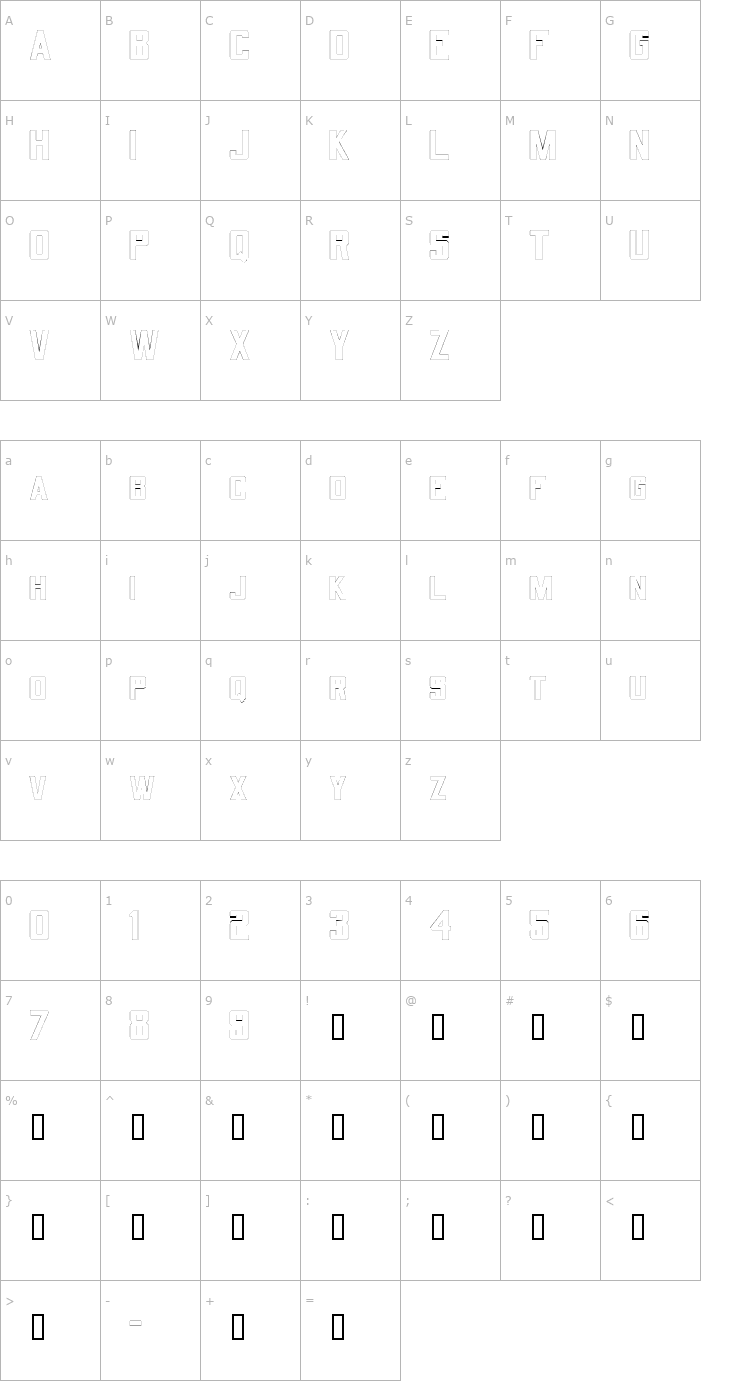 Character Map QuarterbackOutline Font