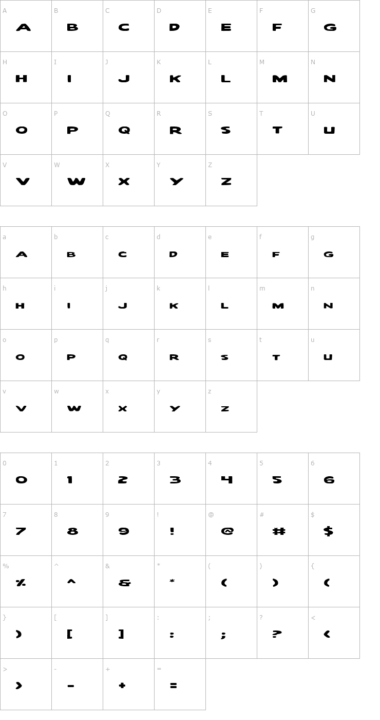 Character Map Quartermain Expanded Font