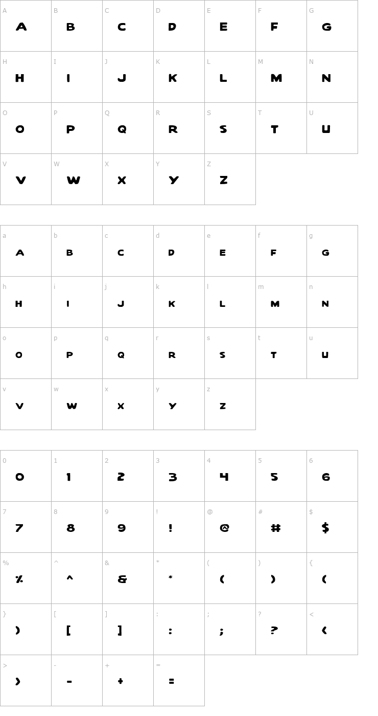 Character Map Quartermain Font