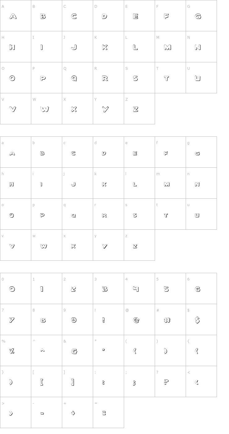 Character Map Quartermain Outline Font