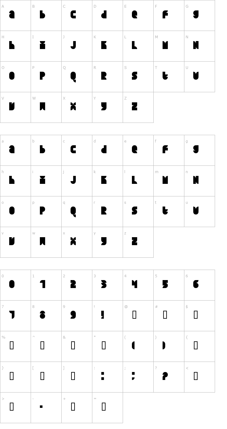 Character Map Quarterround Solid Font