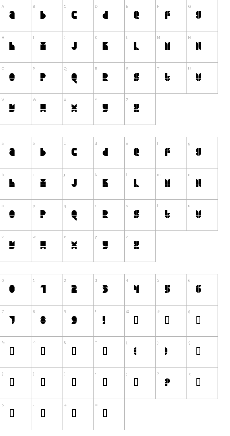 Character Map Quarterround Tile Font