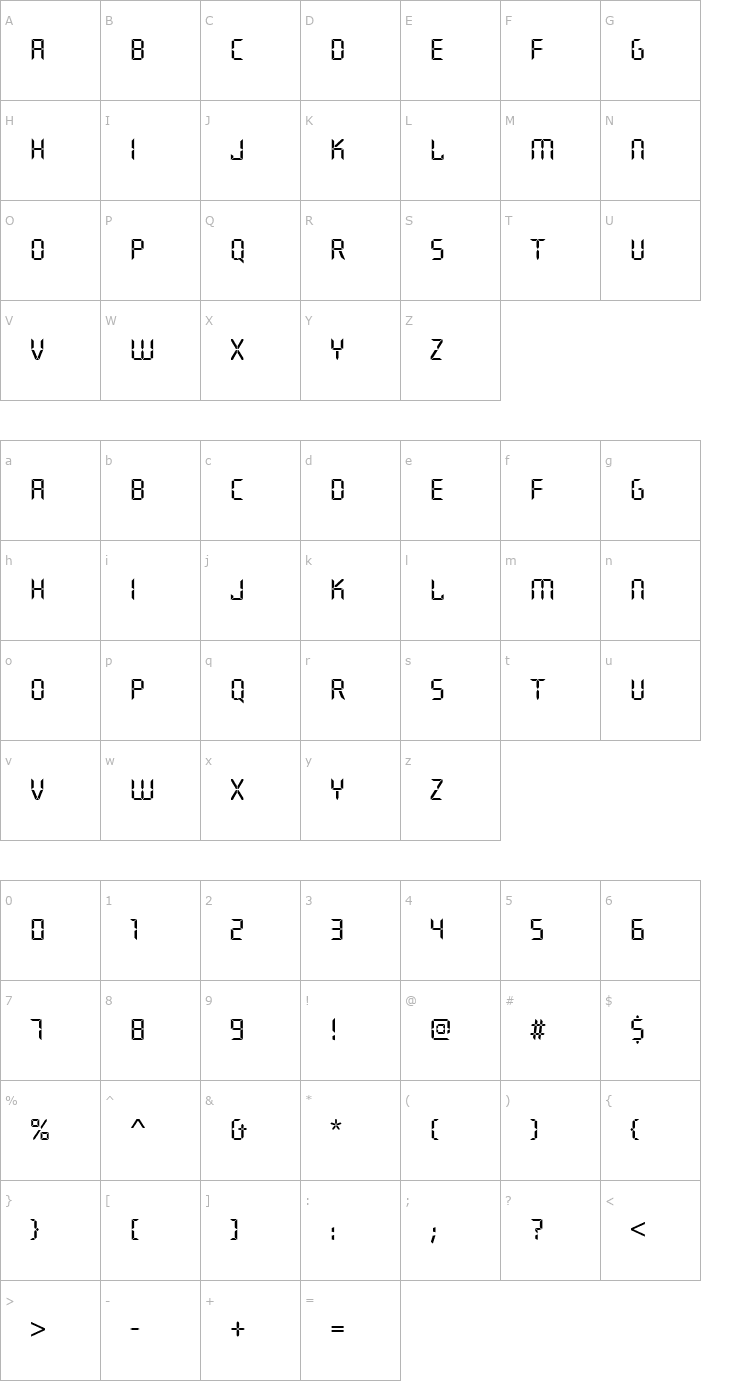 Character Map Quartz_Becker Font