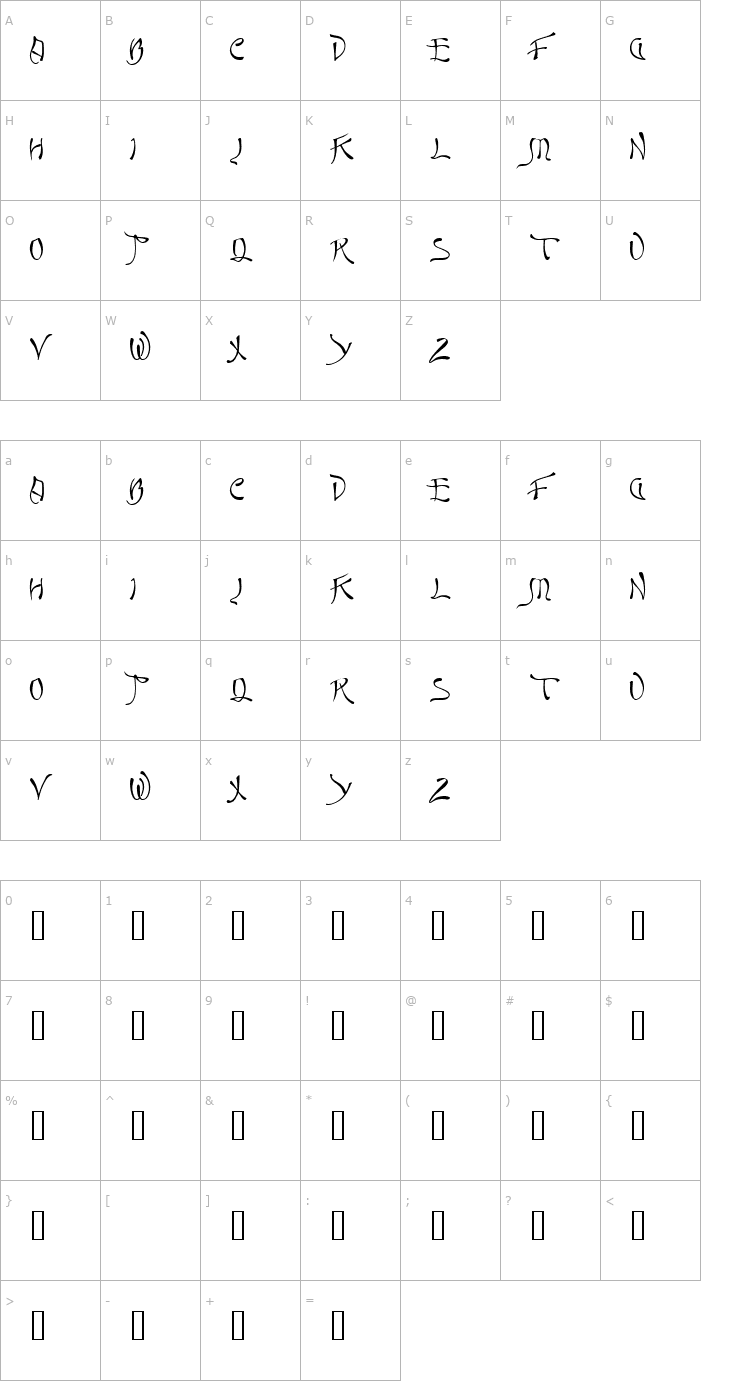 Character Map Quasi Font