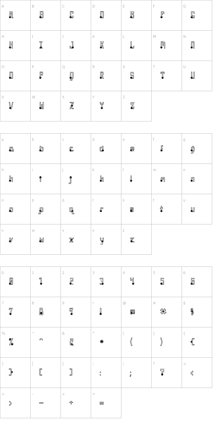 Character Map Quasidipitous Black Spot Font