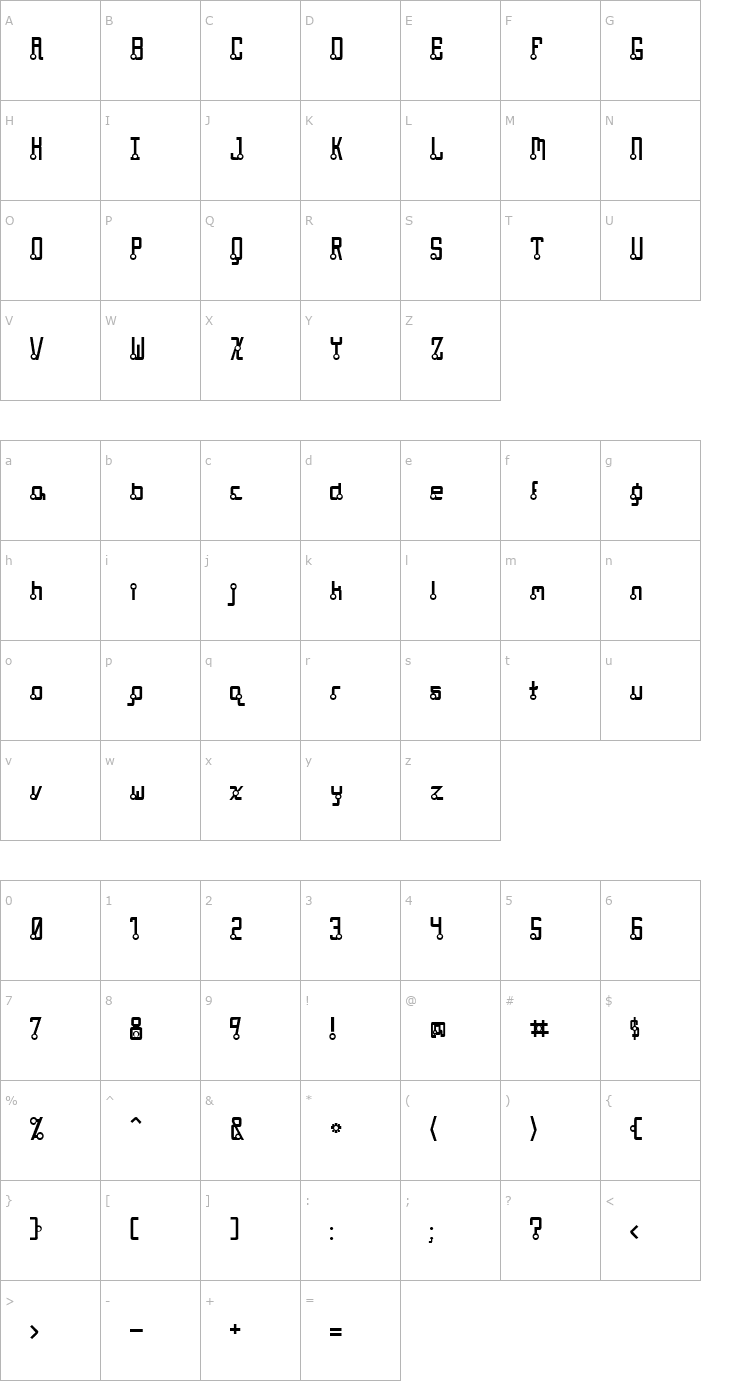 Character Map Quasidipitous Font