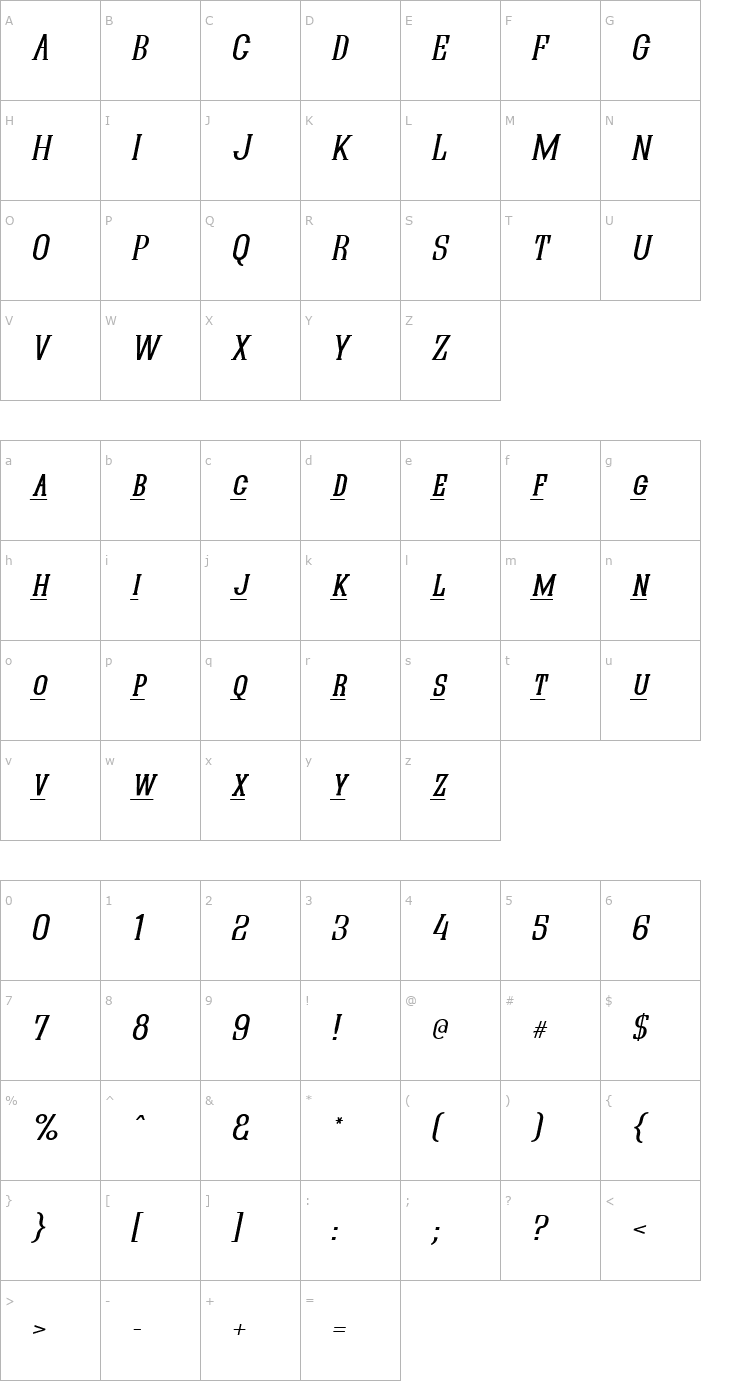 Character Map Quastic Kaps Line Italic Font