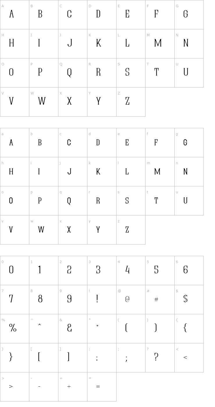 Character Map Quastic Kaps Thin Font