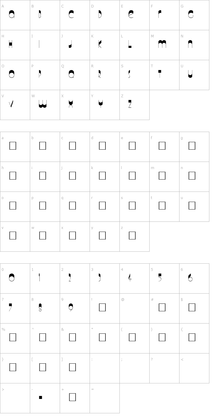 Character Map Quatermaine Font