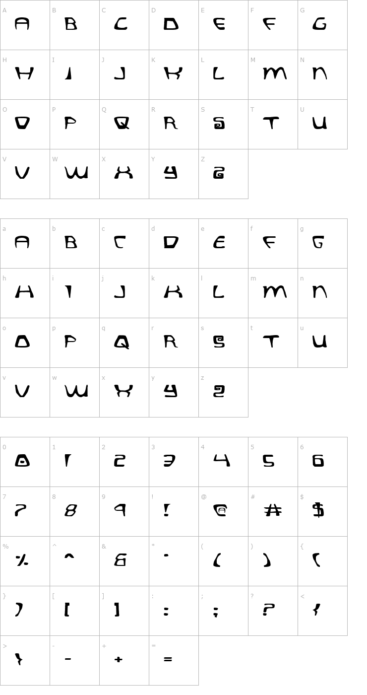 Character Map Quatl Expanded Font