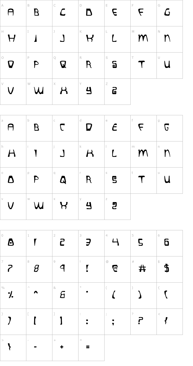 Character Map Quatl Font