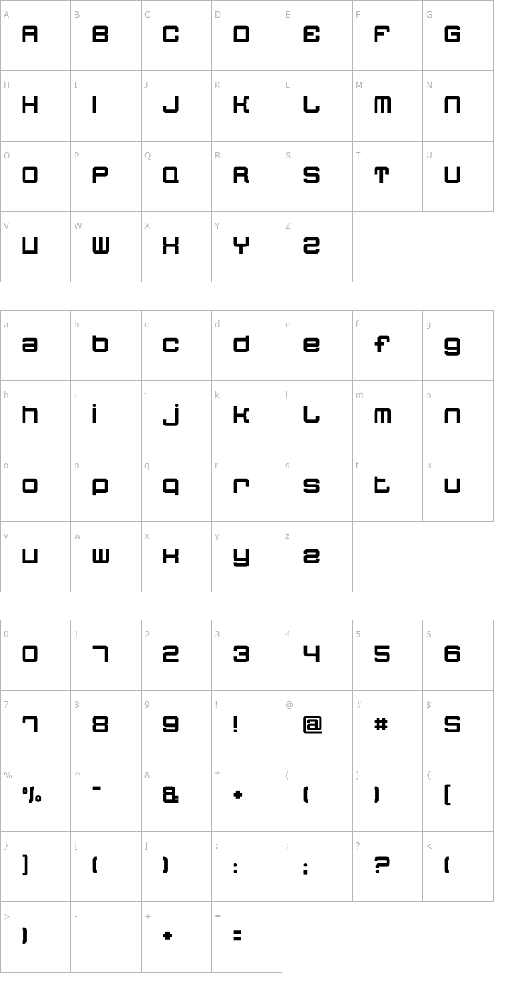 Character Map Quatron Font