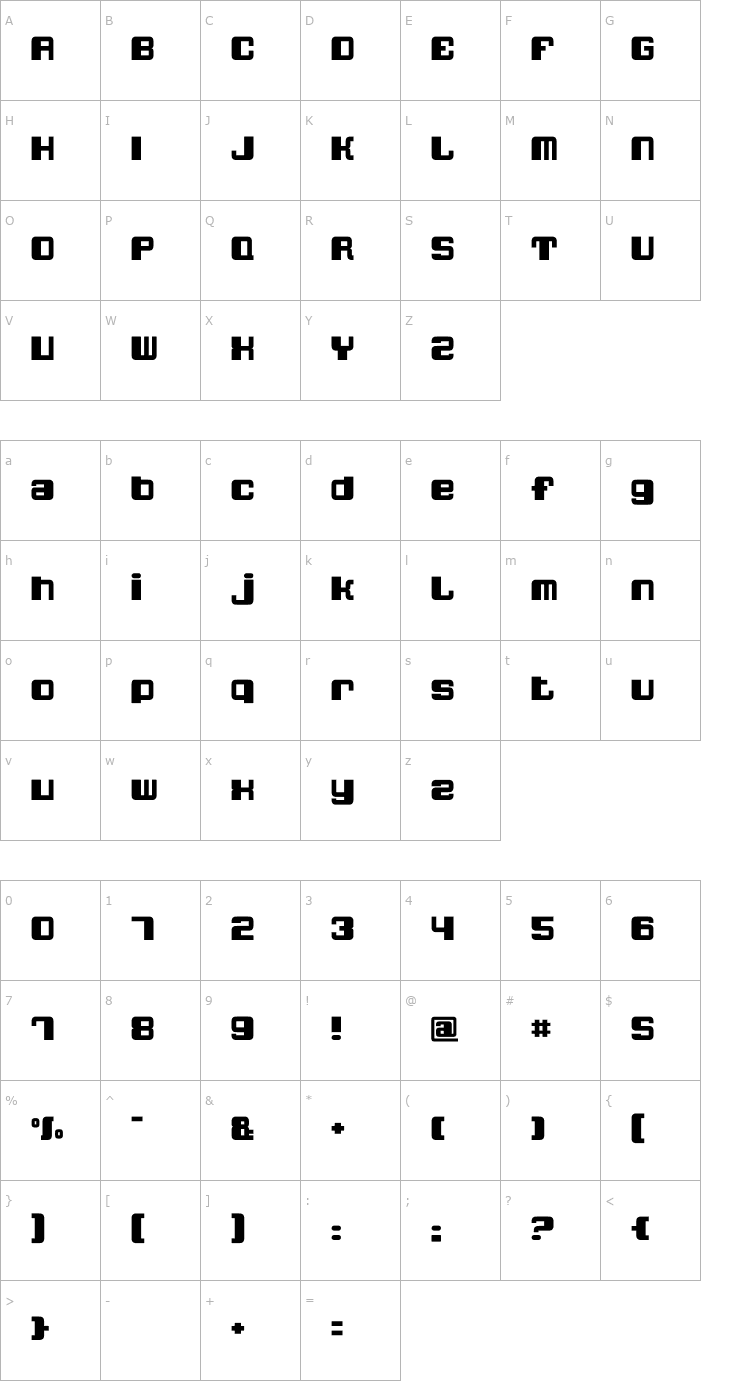Character Map QuatronFat Font