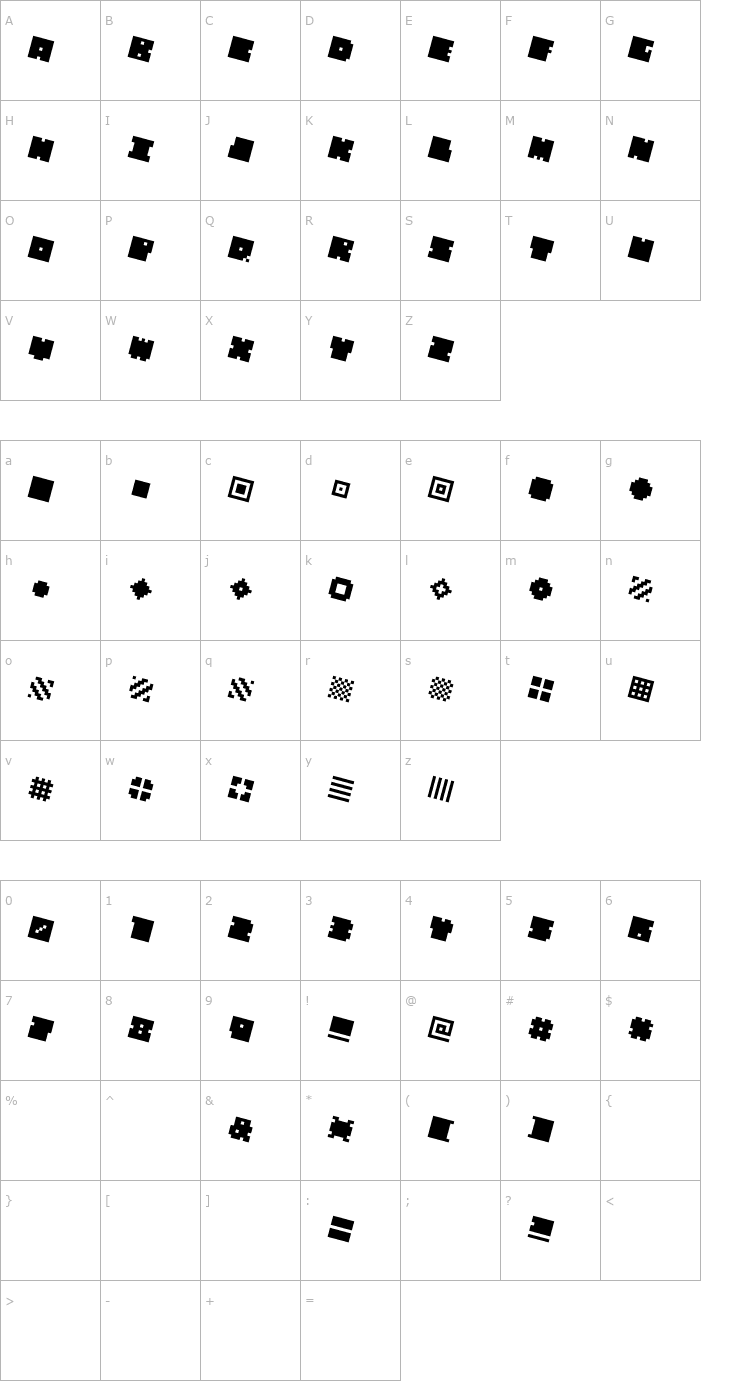 Character Map QUBE ITALIC Font