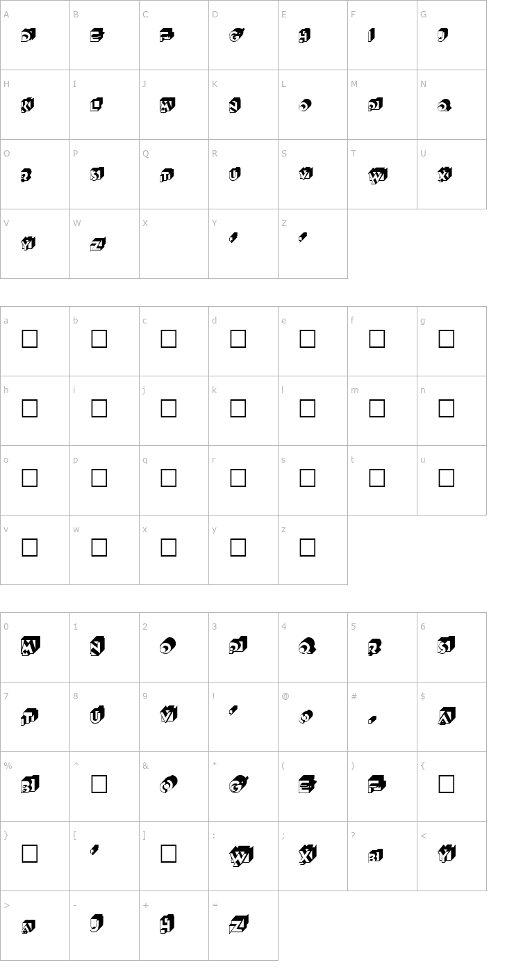 Character Map Qubist Font