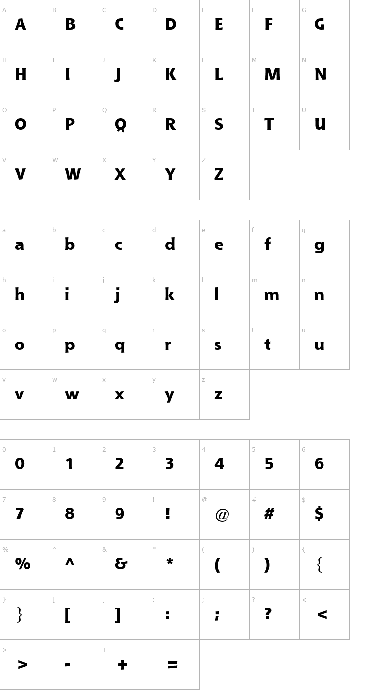 Character Map Que Black SSi Extra Bold Font